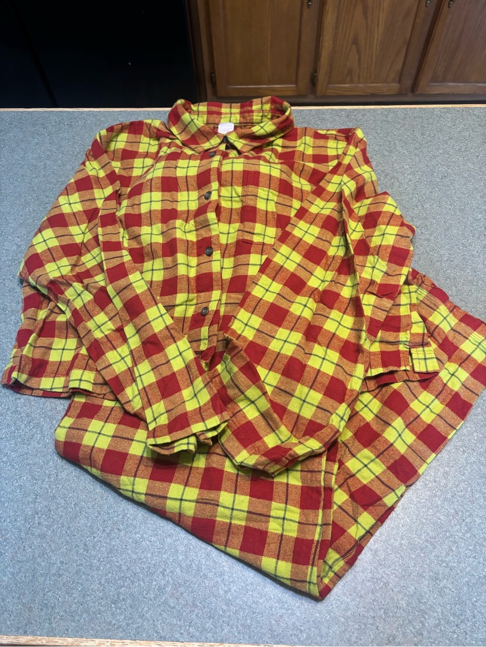 Savage X Fenty red and Yellow Plaid Pajama Set